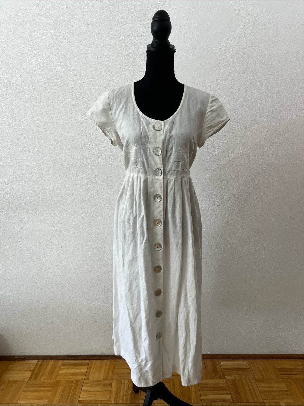 Cotton Cottagecore White Dress Summer Mori Kei Coastal Grandmother Boho Chic 8P